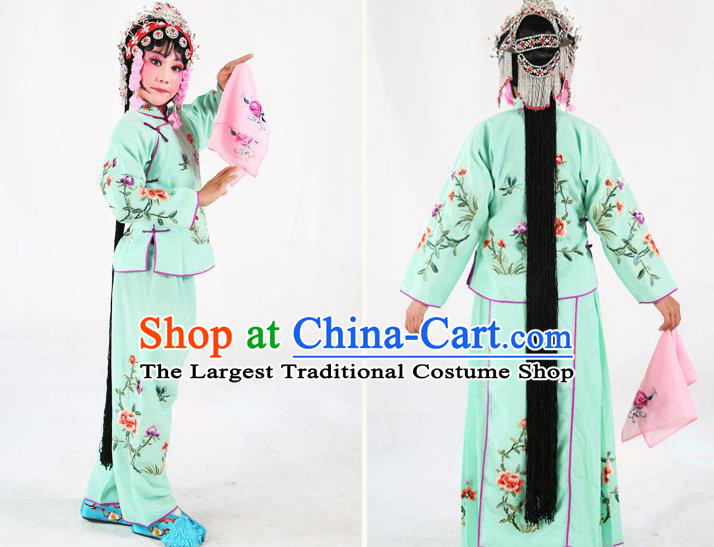 Traditional Chinese Beijing Opera Children Costume Peking Opera Maidservants Green Dress for Kids