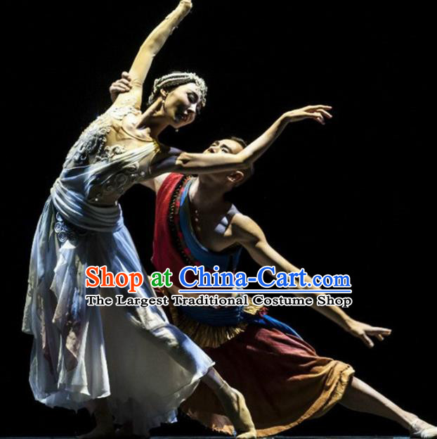 Traditional Chinese Classical Dance Costume China Ethnic Couple Dance Clothing Complete Set