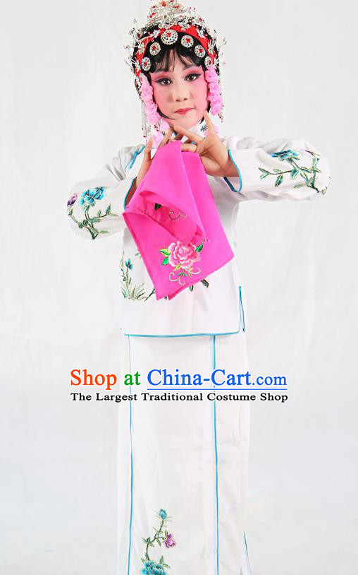 Traditional Chinese Beijing Opera Children Costume Peking Opera Maidservants White Dress for Kids