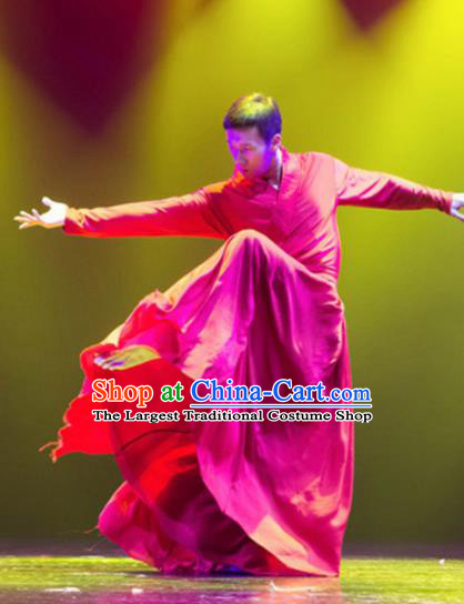 Traditional Chinese Classical Dance Costume China Martial Arts Dance Red Clothing for Men