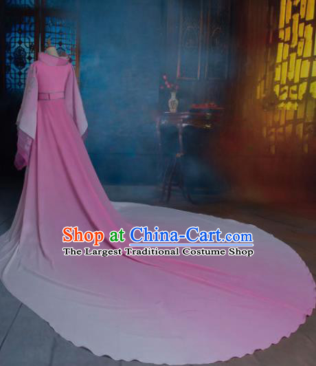 Traditional Chinese Han Dynasty Imperial Consort Pink Embroidered Dress Ancient Peri Historical Costume