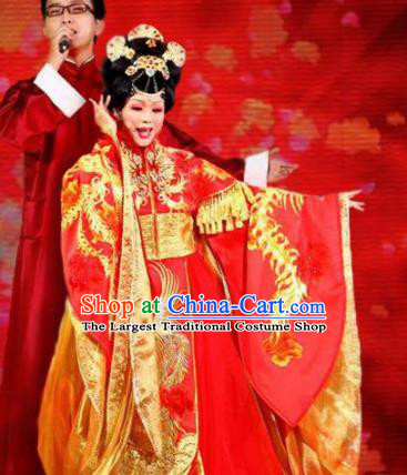 Traditional Chinese Ancient Tang Dynasty Imperial Concubine Yang Red Historical Costume Complete Set