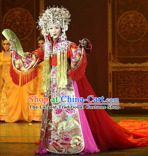 Traditional Chinese Ancient Beijing Opera Imperial Concubine Red Historical Costume Complete Set