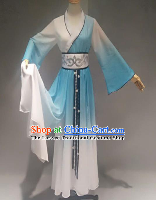 Traditional Chinese Classical Dance Costume China Stage Performance Dance Blue Dress for Women