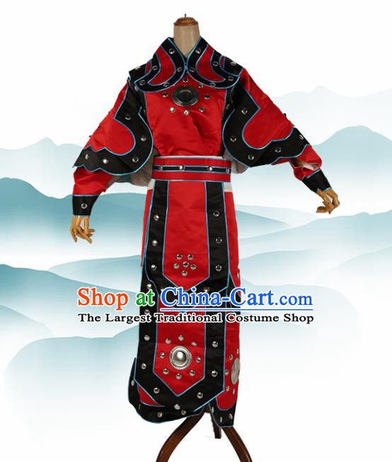 Chinese Traditional Beijing Opera Soldier Costume Peking Opera Takefu Red Clothing