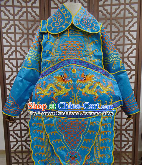 Traditional Chinese Beijing Opera General Blue Costume Peking Opera Takefu Clothing