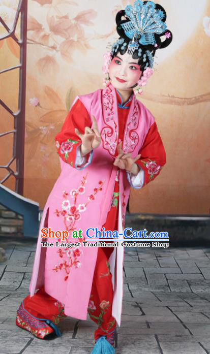 Traditional Chinese Beijing Opera Young Lady Costume Peking Opera Maidservants Pink Clothing