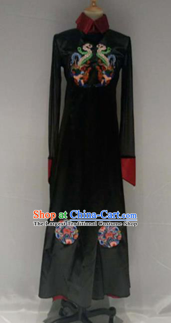 Traditional Chinese Folk Dance Costume China Yangko Dance Black Dress for Women