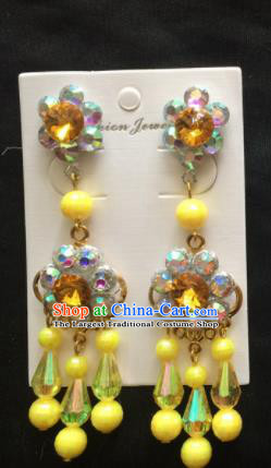 Asian Chinese Beijing Opera Jewelry Accessories Yellow Earrings for Women