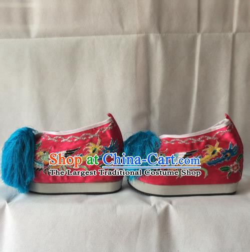 Asian Chinese Beijing Opera Shoes Ancient Princess Shoes Pink Embroidered Shoes for Women