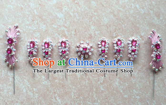 Asian Chinese Beijing Opera Hair Accessories Hair Clip Ancient Princess Pink Hairpins Complete Set for Women