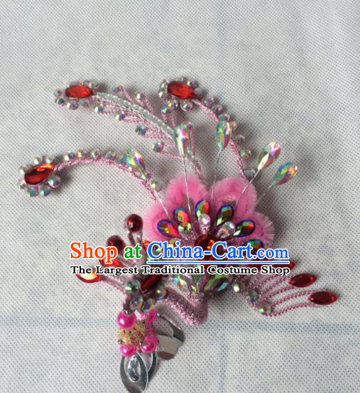 Asian Chinese Beijing Opera Hair Accessories Hair Clip Ancient Princess Pink Phoenix Hairpins for Women