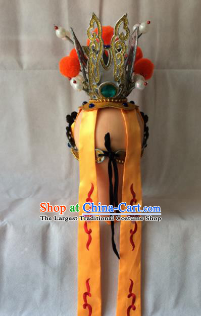 Asian Chinese Beijing Opera Niche Headwear Ancient Prince Golden Hat for Men