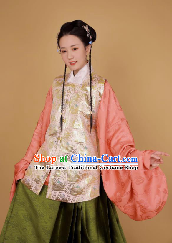 Traditional Chinese Ming Dynasty Palace Princess Historical Costume Ancient Female Blouse and Horse Face Skirt Complete Set