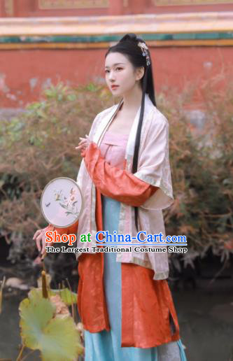 Traditional Chinese Ancient Song Dynasty Female Historical Costume Blouse and Pants Complete Set