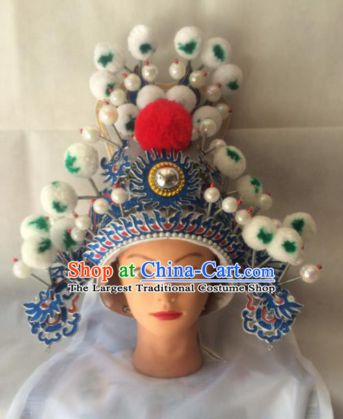 Asian Chinese Traditional Beijing Opera Takefu Headwear Ancient General Helmet Hat for Men