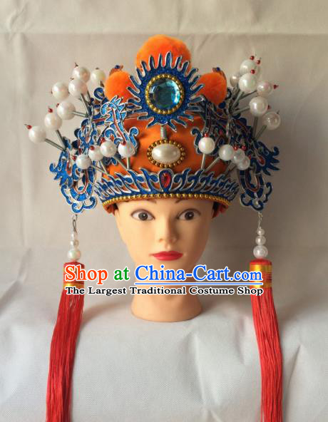 Asian Chinese Traditional Beijing Opera Takefu Headwear Ancient Court Eunch Helmet Hat for Men