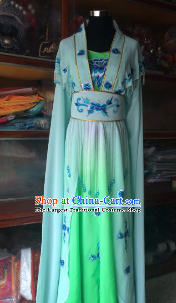 Traditional Chinese Beijing Opera Diva Costume Ancient Peri Princess Green Dress for Women
