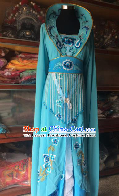 Traditional Chinese Beijing Opera Princess Costume Ancient Peri Blue Dress for Women