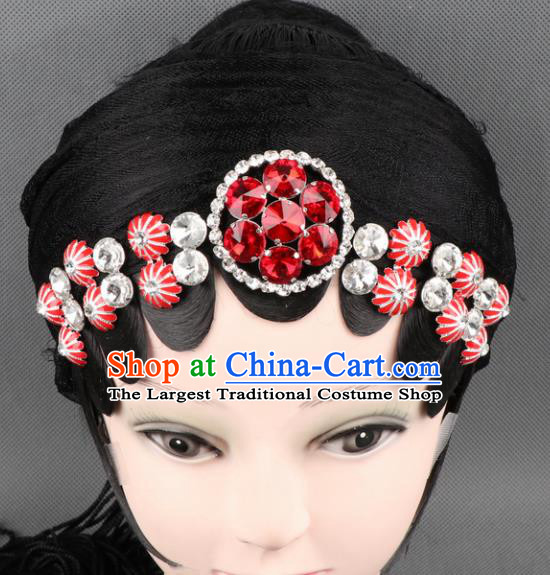 Asian Chinese Beijing Opera Diva Hair Accessories Ancient Princess Red Crystal Hairpins for Women