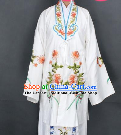 Traditional Chinese Beijing Opera Actress Costume Ancient Nobility Lady White Dress for Women