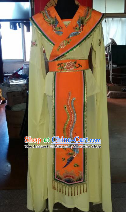 Traditional Chinese Beijing Opera Costume Ancient Peri Princess Yellow Dress for Women