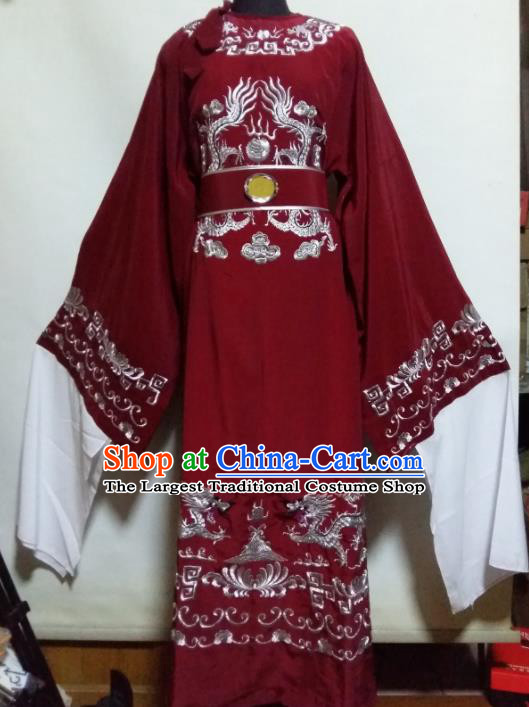 Traditional Chinese Beijing Opera Chancellor Costume Ancient Minister Red Clothing