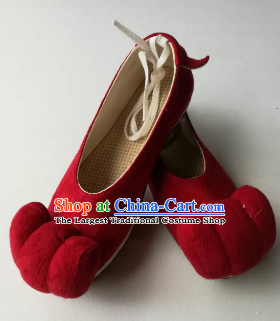 Asian Chinese Traditional Shoes Ancient Song Dynasty Red Shoes Hanfu Shoes for Women