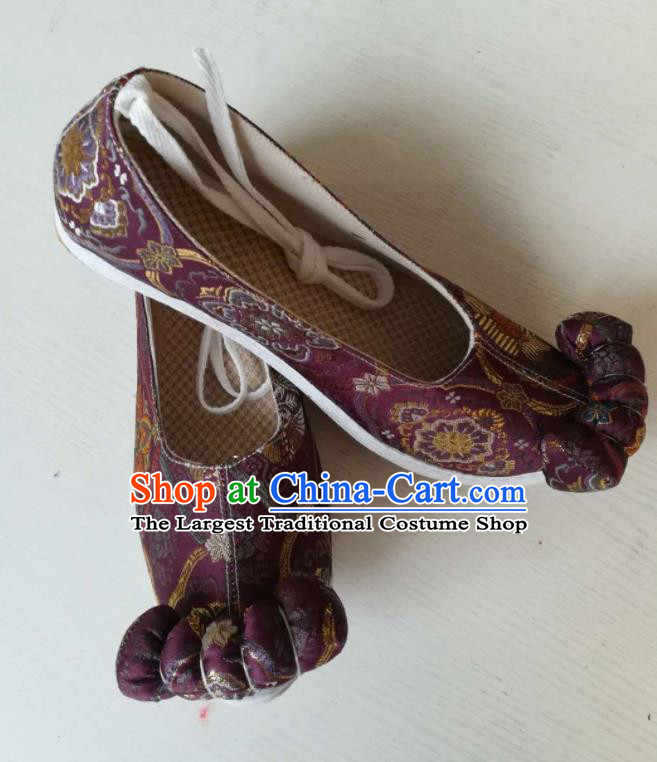 Asian Chinese Traditional Shoes Ancient Song Dynasty Purple Shoes Hanfu Shoes for Women