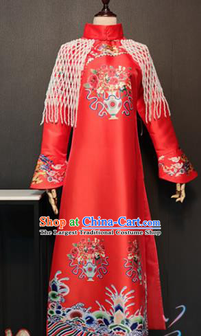 Traditional Chinese Ancient Drama Qing Dynasty Imperial Concubine Red Costume for Women