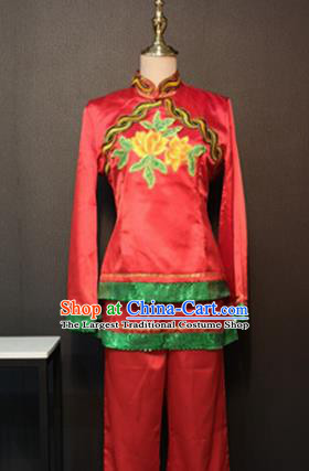 Asian Chinese Traditional Classical Dance Costume Drum Dance Red Clothing for Women