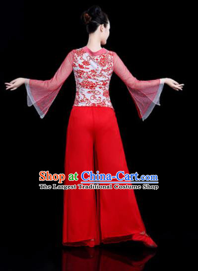 Chinese Traditional Folk Dance Yangko Dance Costume Fan Dance Red Clothing for Women