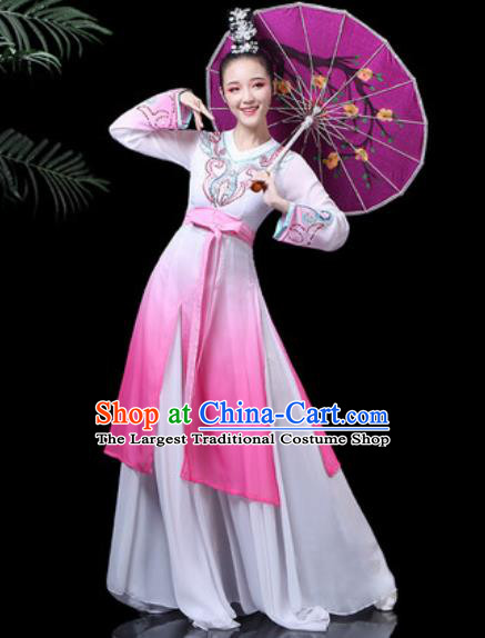 Traditional Chinese Classical Dance Costume Stage Performance Umbrella Dance Pink Dress for Women