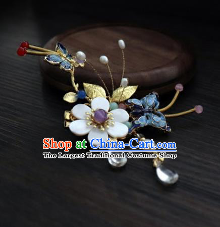 Chinese Ancient Palace Hair Accessories Traditional Classical Blueing Butterfly Hair Claw for Women