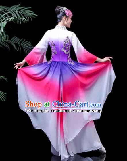Traditional Chinese Classical Dance Stage Performance Costume Umbrella Dance Purple Dress for Women