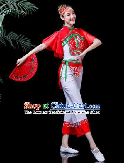 Traditional Chinese Stage Performance Costume Folk Dance Yangko Dance White Clothing for Women