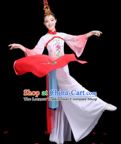 Traditional Chinese Stage Performance Costume Classical Dance Umbrella Dance Red Dress for Women