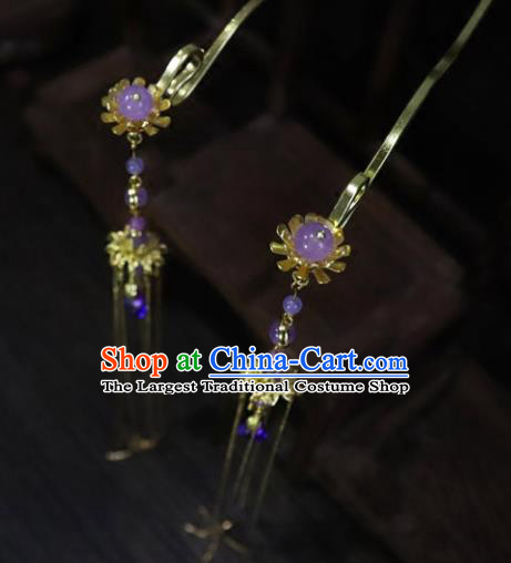 Chinese Ancient Palace Hair Accessories Traditional Classical Tassel Hairpins for Women