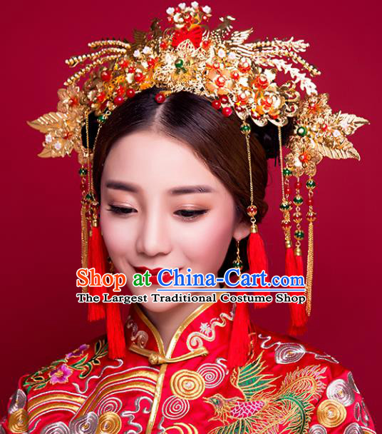 Chinese Ancient Hair Accessories Traditional Wedding Classical Phoenix Coronet Hairpins for Women