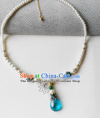 Chinese Ancient Palace Jewelry Accessories Traditional Classical Hanfu Pearls Necklace for Women