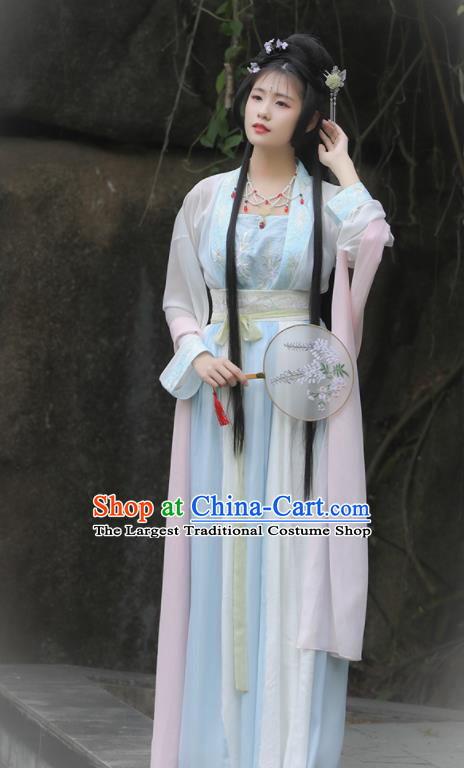 Traditional Chinese Ancient Peri Goddess Hanfu Dress Tang Dynasty Princess Historical Costume for Women