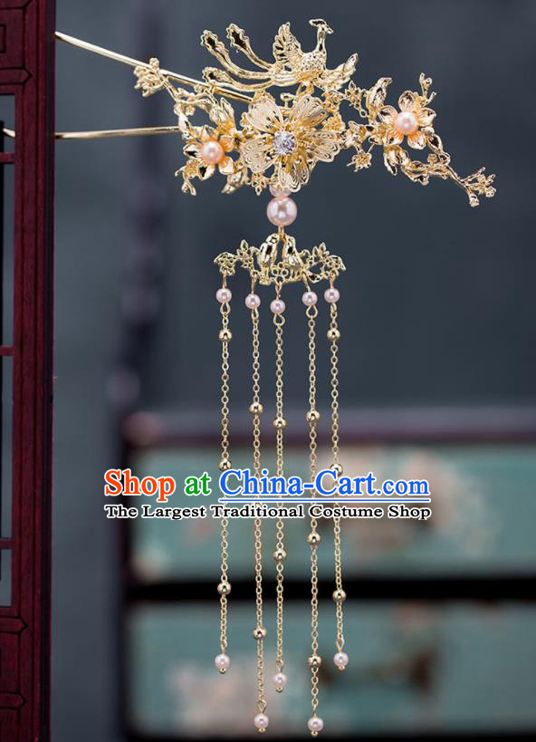 Chinese Ancient Hanfu Wedding Hair Accessories Traditional Bride Tassel Step Shake Hairpins Hair Clips for Women