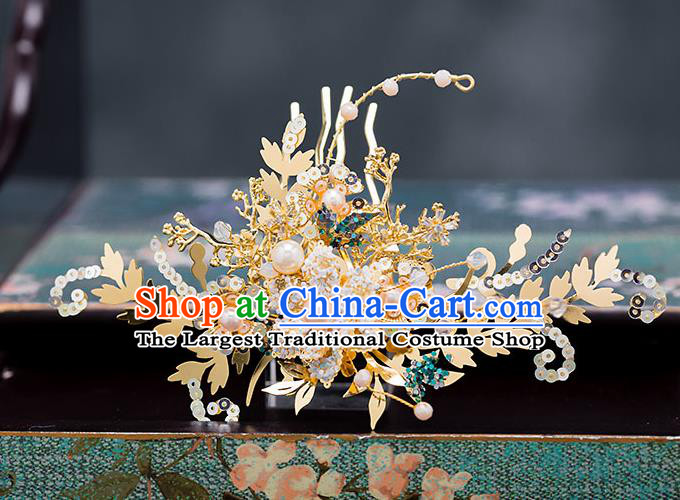 Chinese Ancient Hanfu Hair Accessories Traditional Wedding Tassel Step Shake Hair Comb Hairpins for Women