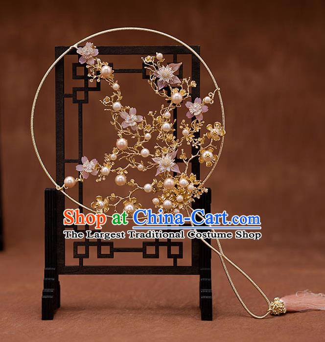Chinese Ancient Wedding Accessories Traditional Bride Plum Blossom Palace Fans for Women