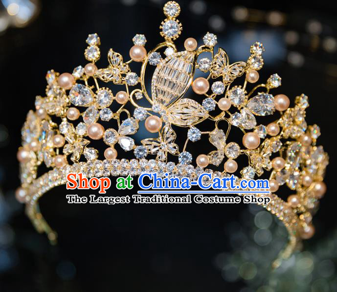 Handmade Baroque Hair Accessories Wedding Queen Crystal Butterfly Royal Crown for Women