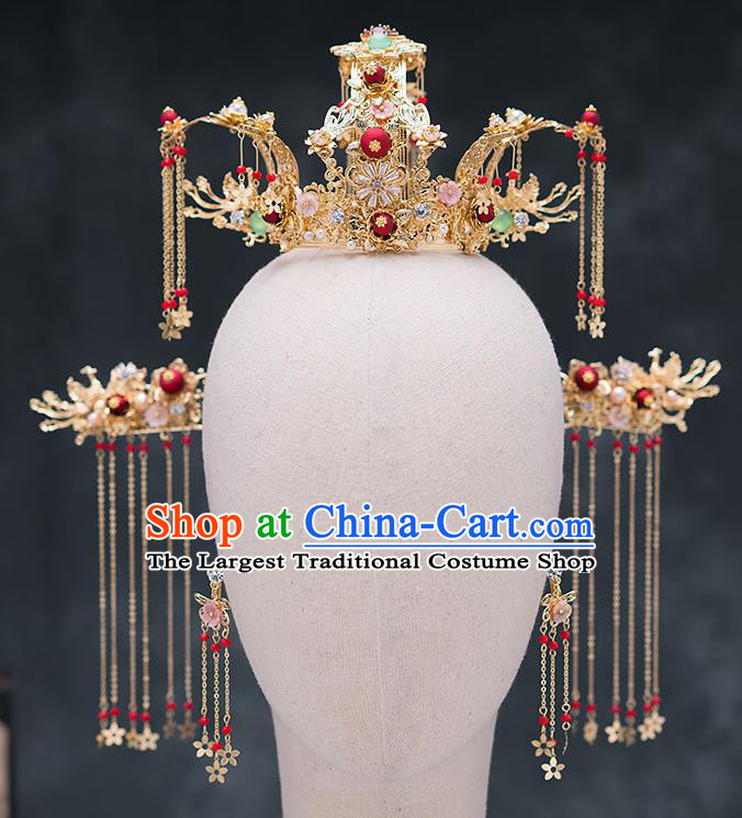 Chinese Ancient Wedding Hair Accessories Traditional Hanfu Hairpins Palace Phoenix Coronet for Women