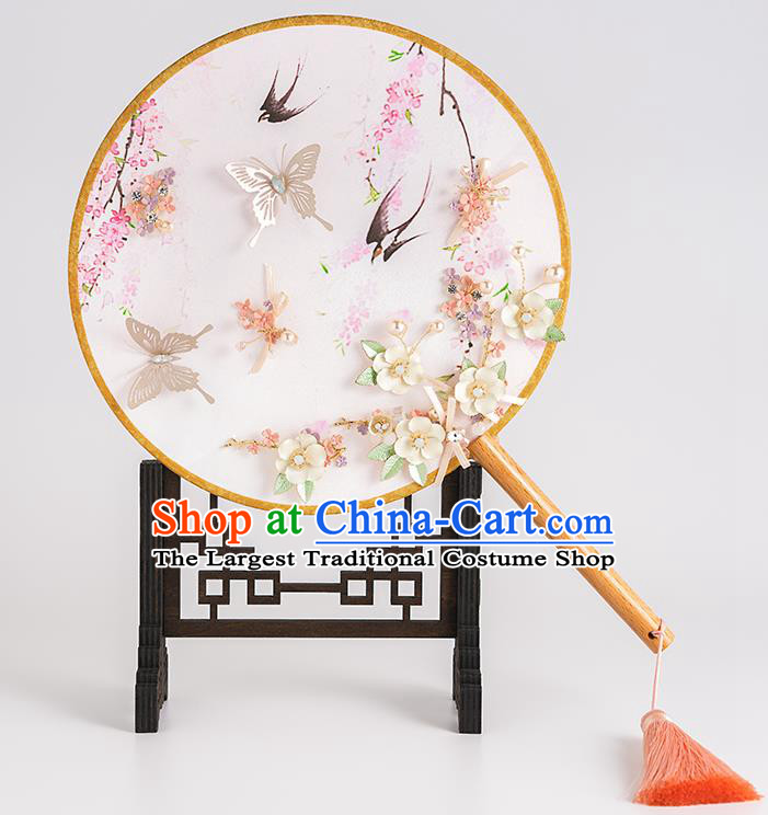 Chinese Ancient Bride Round Fans Traditional Wedding Classical Palace Fans for Women