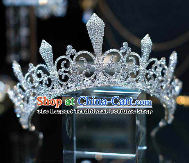 Handmade Baroque Hair Accessories Wedding Queen Zircon Royal Crown for Women