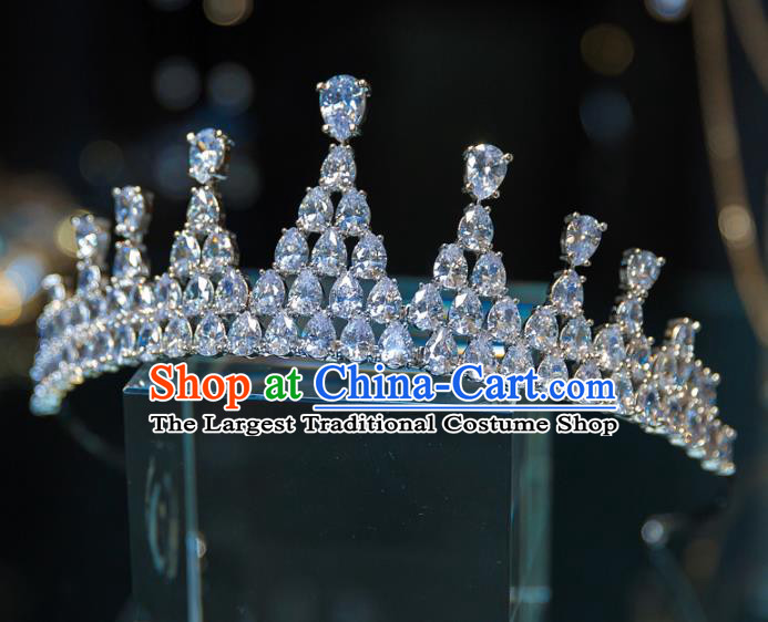 Handmade Wedding Hair Accessories Baroque Queen Zircon Royal Crown for Women