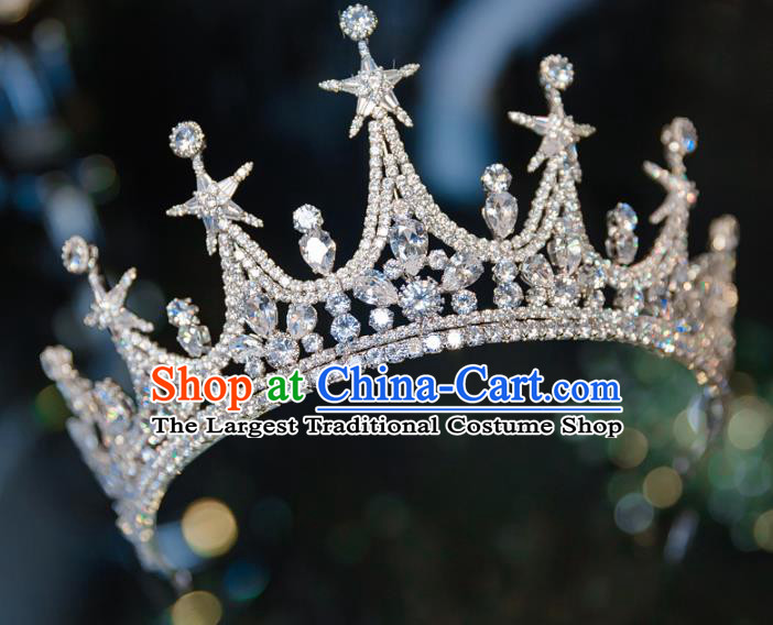 Handmade Baroque Wedding Hair Accessories Princess Zircon Stars Royal Crown for Women